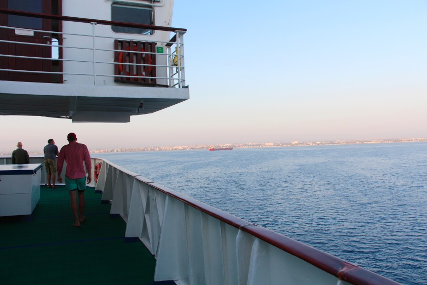 crossing to an italian port town: bari